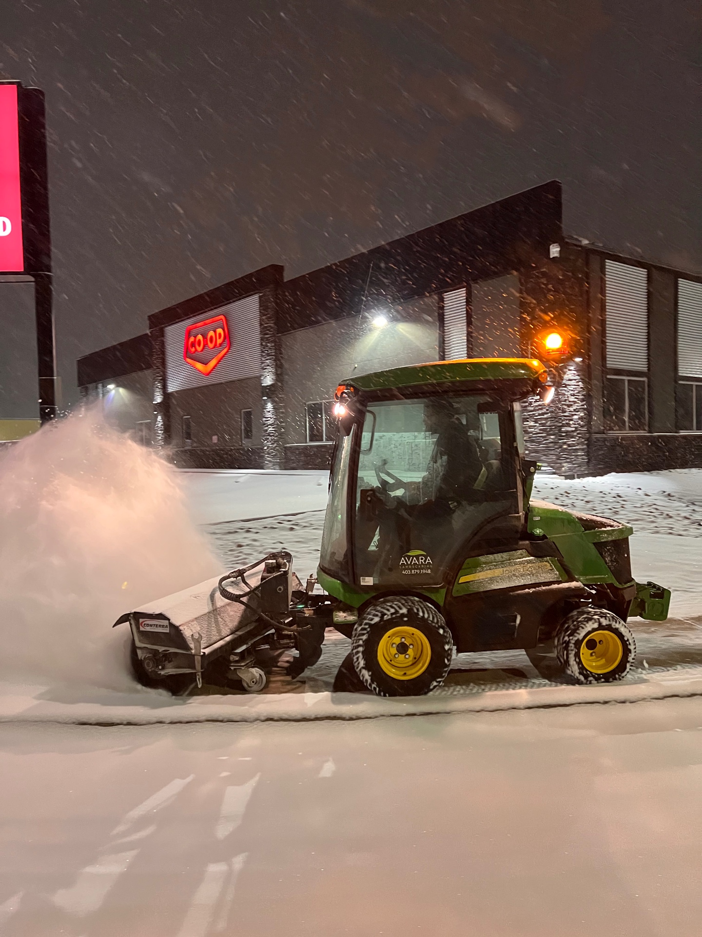 South Country Co-op — Facilities — Full-scope winter operations across South Country Co-op facilities — parking lots, sidewalks, traction control, pile hauling, and auto-dispatch on weather SEASON events.